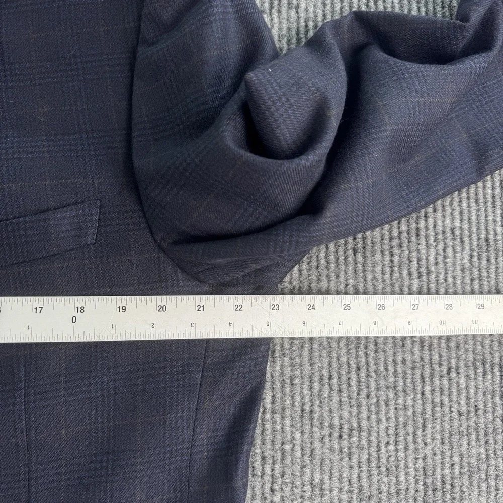 Canali Sport Coat 44 L Blue Wool Windowpane Check Designer Luxury Flannel Italy